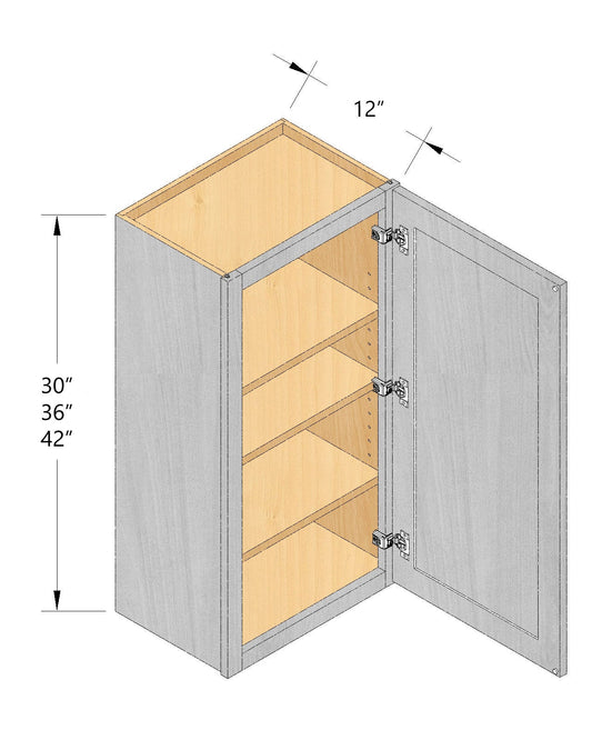 30" High 12" Single Door Wall Cabinets