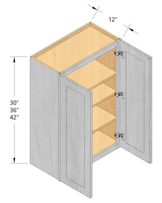 30"High 12" Double Door Wall Cabinets