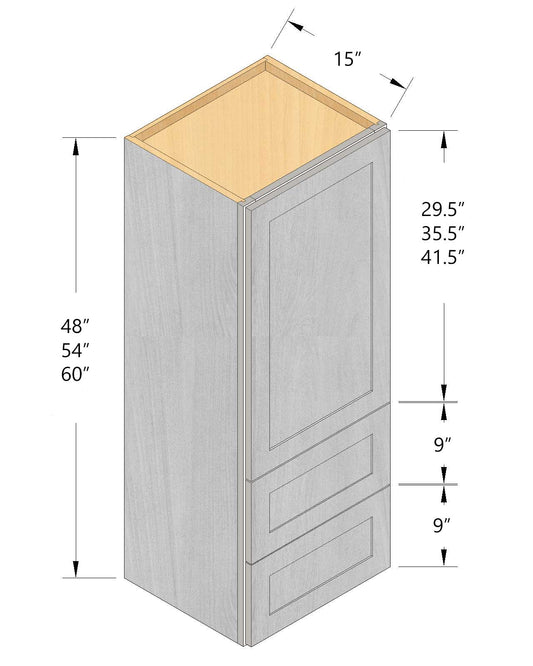 Single Door Wall Cabinets w/ Double Drawer