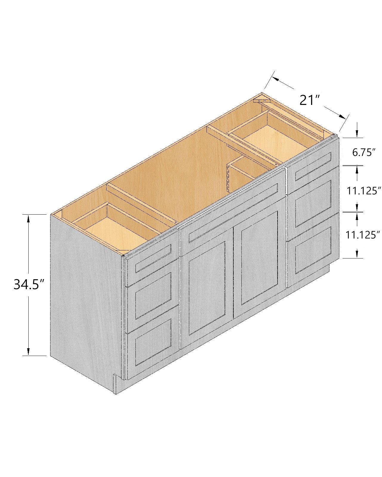 Single Sink Vanity Base Combo Cabinets