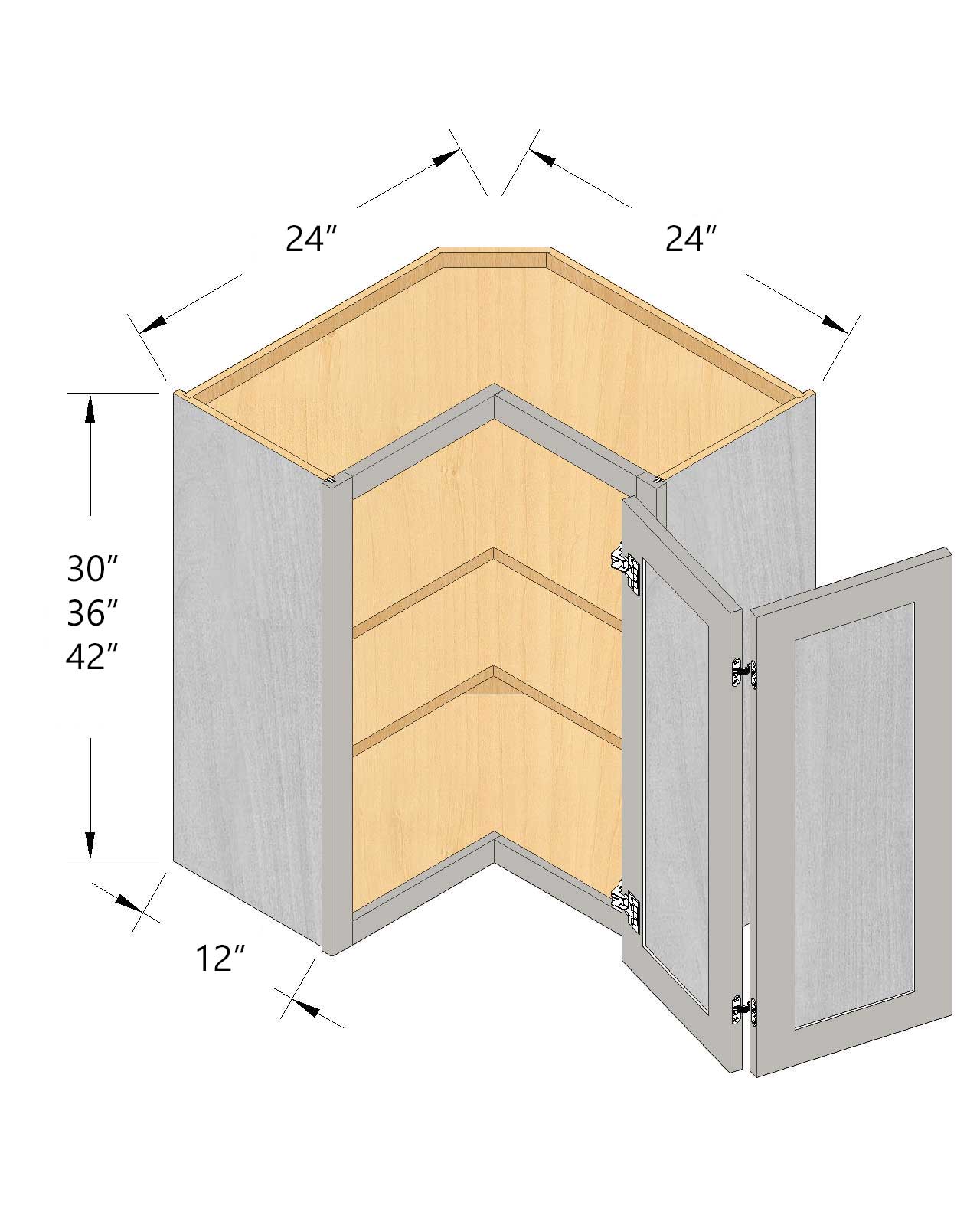 Wall Pie Cut Corner Cabinets